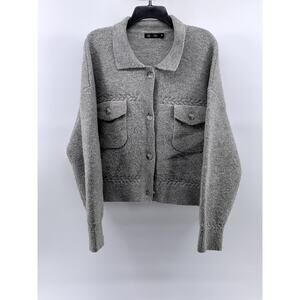 LYLA + LUXE Women's Light Heather Gray Button-Up Long Sleeve Cardigan SZ M